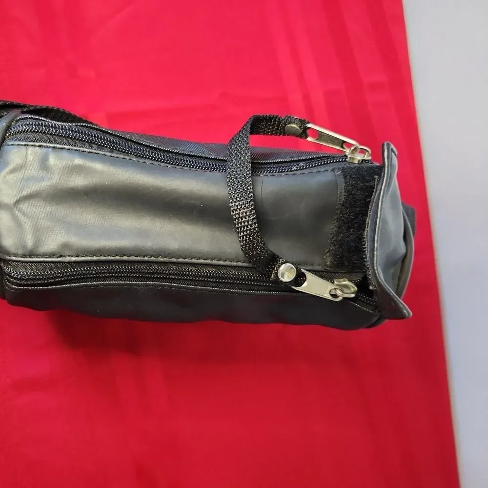 Vtg Black Nylon Crossbody Bag Utility Messenger Shoulder Star Multi-Pocket